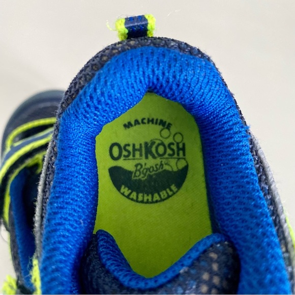 OshKosh B'gosh Navy and Lime Kids Walking Sneakers - Picture 3 of 4